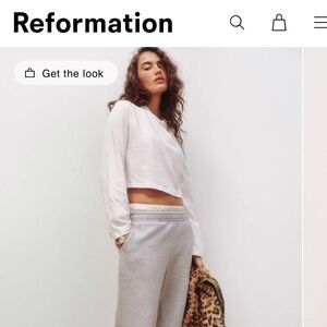 Reformation Asher Cropped Oversized long sleeve tee